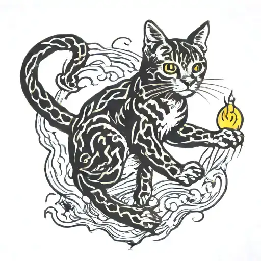 Full Body Cat With Lightning Bolt