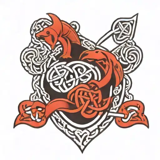 Family Crest With Celtic Knot Intertwined