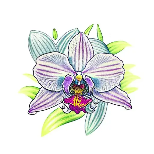 Orchid Line Work With Hints Of Green