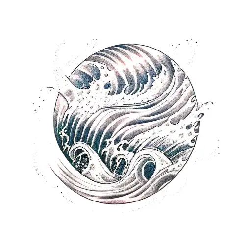 An Abstract Representation Of Waves Crashing Against A Car Engine