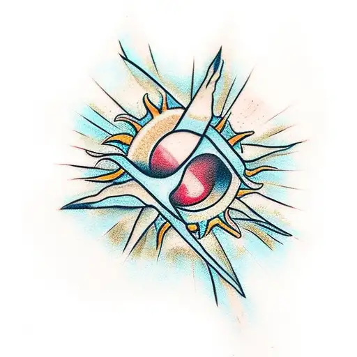 Three Crosses With A Sun