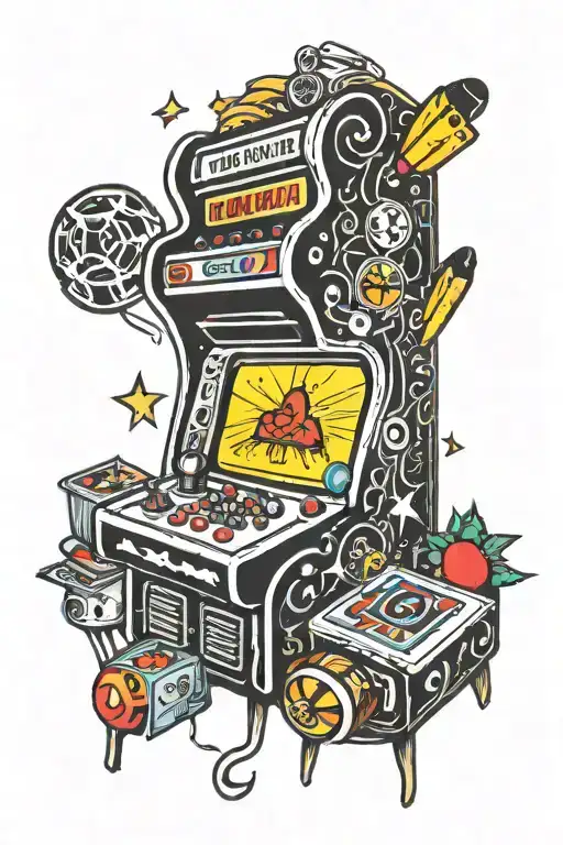 Arcade Machine With Gaming Symbols