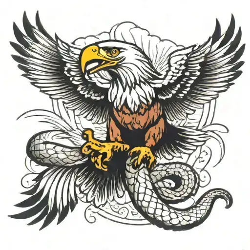 Eagle Catches A Snake