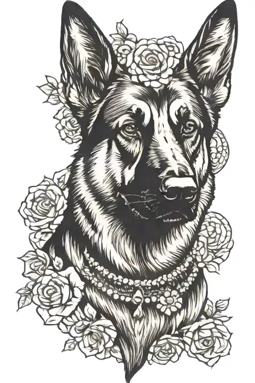 German Shepherd With Pearls