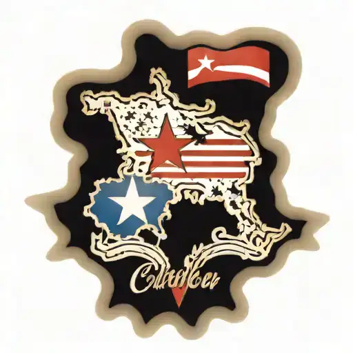 Cuban Island Map And Flag Related To American Flag In A Cruz