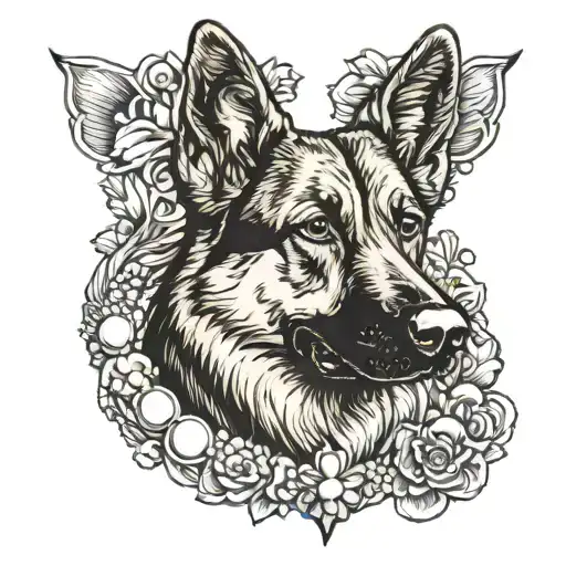 German Shepherd Wearing Pearls