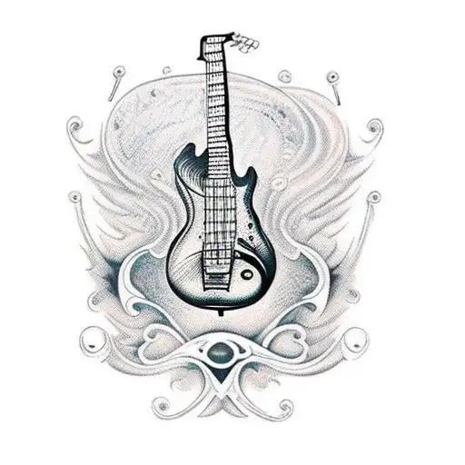 A Guitar With Intricate Music Notes Forming The Body Of The Guitar