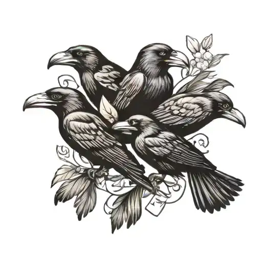 Murder Of 4 Crows All Different Sizes