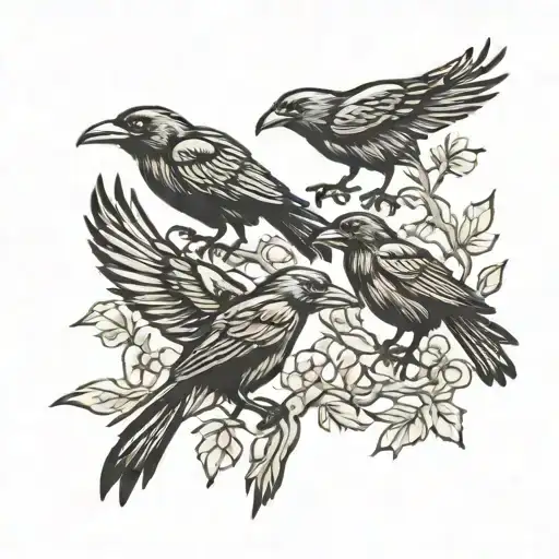 Murder Of 4 Crows All Different Sizes