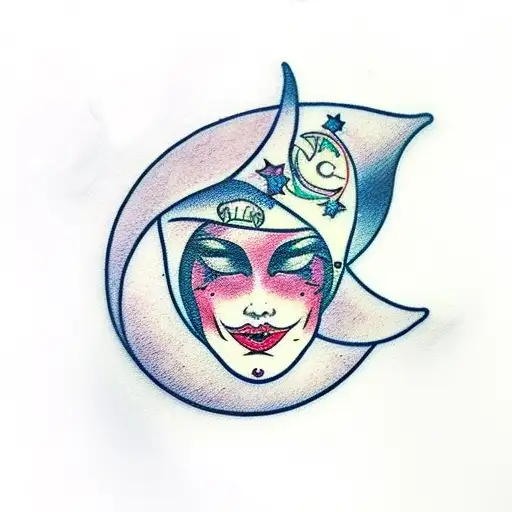 Crescent Moon With Face