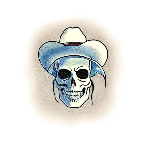 Emo Cowboy Head Or Emo Skull With Cowboy Hat Neotraditional