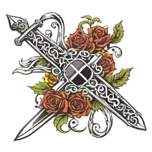 Solar Cross Swords Vines Wrapping