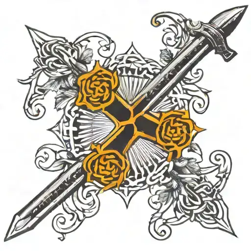 Solar Cross Swords Vines Wrapping