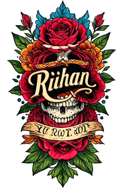Rihan Name Design Inspired Tattoo Incorporating Elements