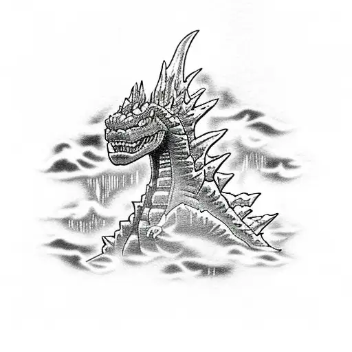 Godzilla Destroying Ships At Sea