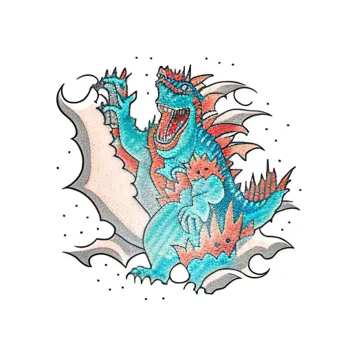 American Traditional Style Godzilla