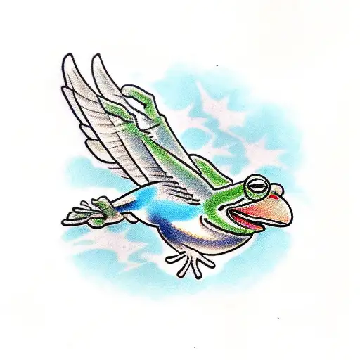 Bird Flying Over Frog