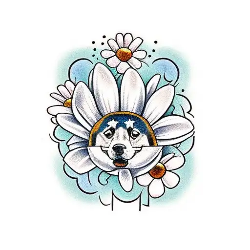 Paw Print With Daisy Inside