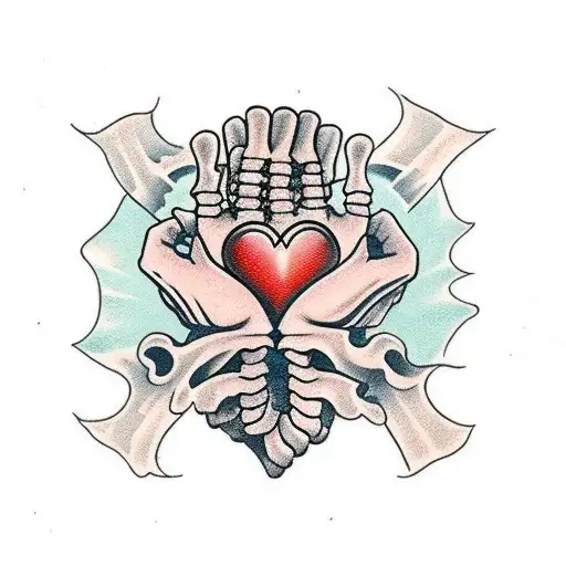 Skeleton Hands Holding Heart
