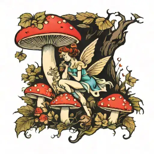 Mushroom Fairy Forest Scene