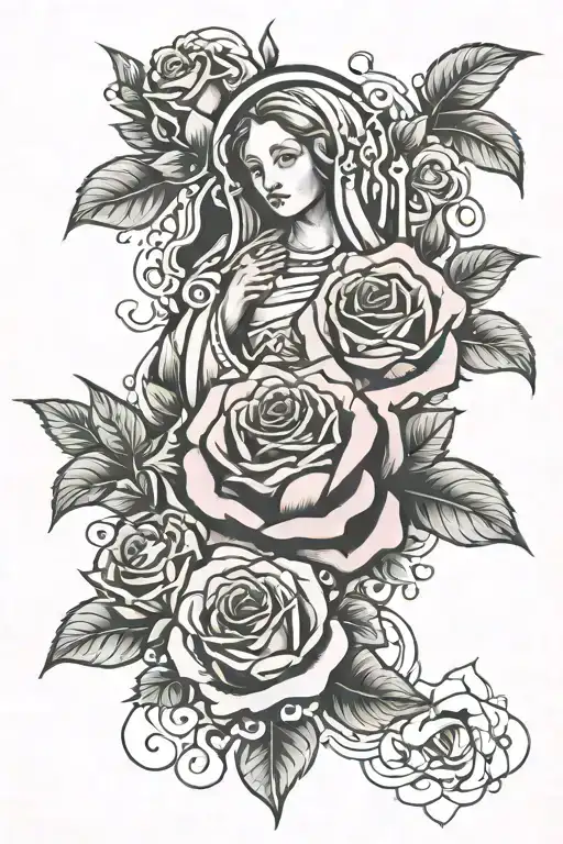 Rose And Virgin Mary Cyberpunk