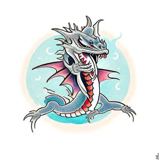 Dragon Un Poco Inclinado Hacia La Derecha Y Un Poco Enrollado