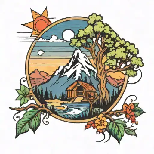 Tree And Mountains Inside