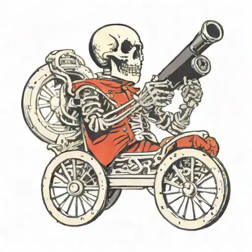Skeleton Shooting His Head Out Of A Cannon