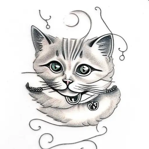 Cat With Nose And Ear Rings