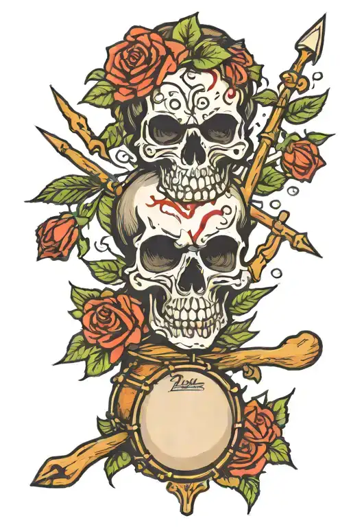 Drums Skull Rose