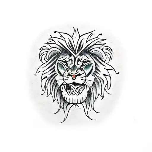 Traditional Lion With Snake Head In Lions Mouth