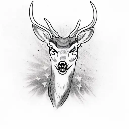 Angry Deer Wearing An American Football Helmet