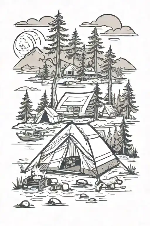 Camping Scene With A Tent