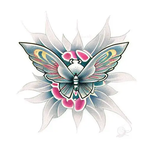 Mariposa Angel Y Una Rosa