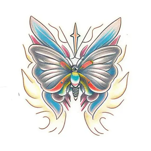 Mariposa Angel Con Una Rosa