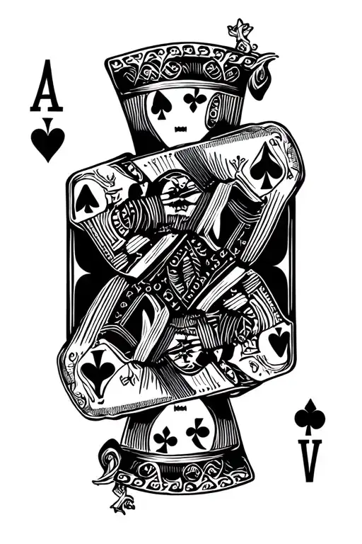 Ace Of Spades Overlapping King Of Hearts
