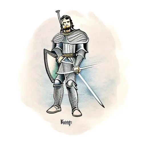 Knight Holding A Sword And Shield