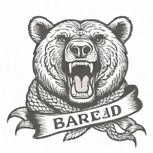 Traditional Bear Head Eating Snake With Banner Wrapped