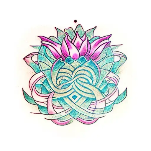 Pink Lotus Flower Infinite Symbol Hand Heart