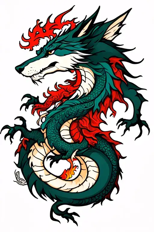 Wolf And Dragon Intertwined
