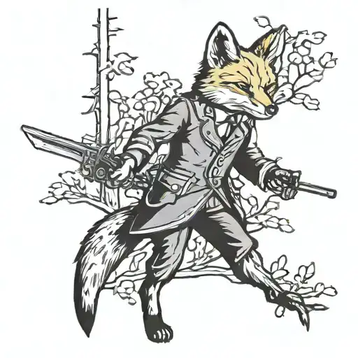 A Fox With A Weapon Walks Through The Forest