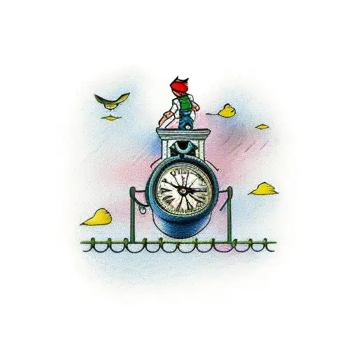 Kid Climbing Stairs Into Clock