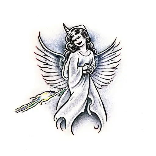 Angel In Clouds Inside Of A Dragon