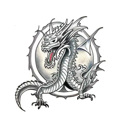 Dragon Holding Skulls