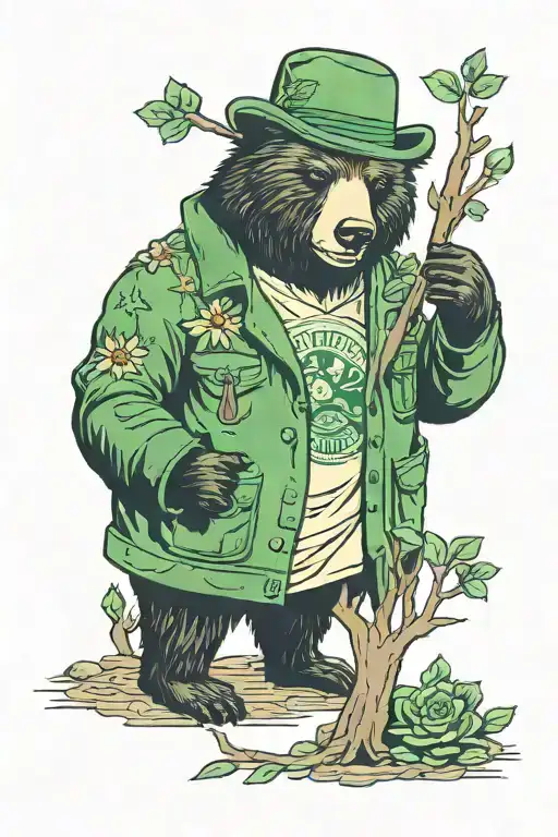 Green Casual Coat Tree Bear