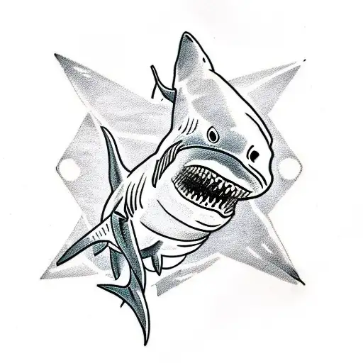 Shark With A Diver Under