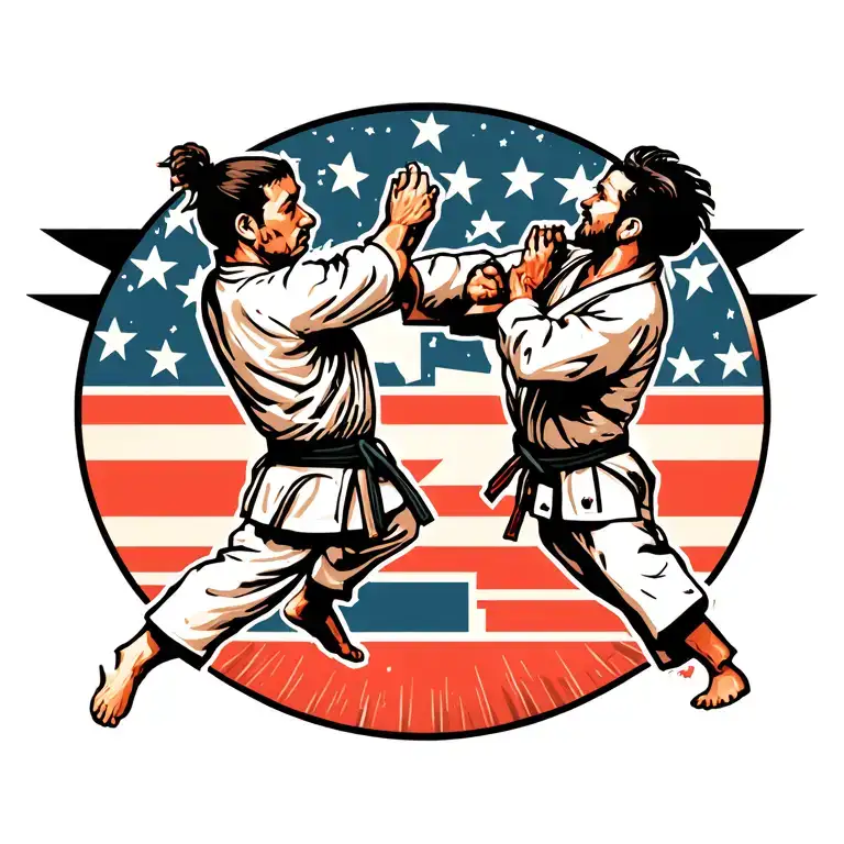 Two Judokas Throwing Each Other