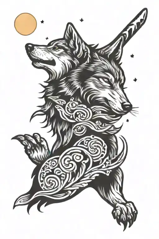 Wolf And Moon
