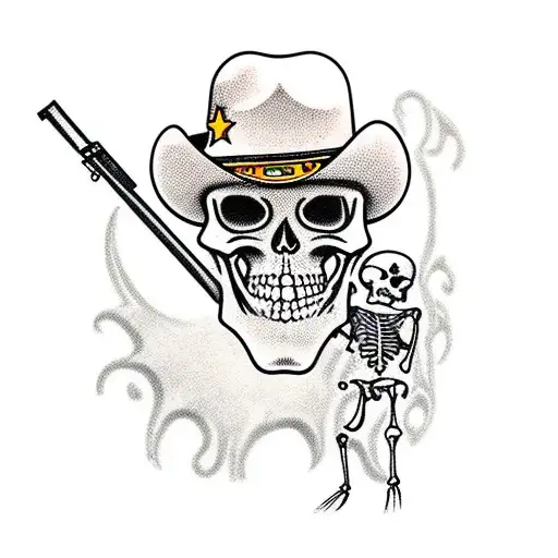 Cowboy Skeleton Getting Shot