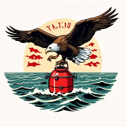 Buoy With Seal And Eagle